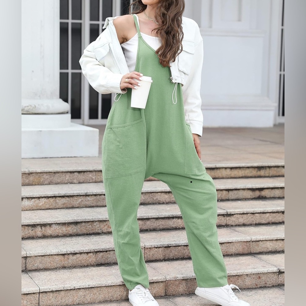 Women's Green Relaxed Fit Jumpsuit - Size 10 - Picture 6 of 11